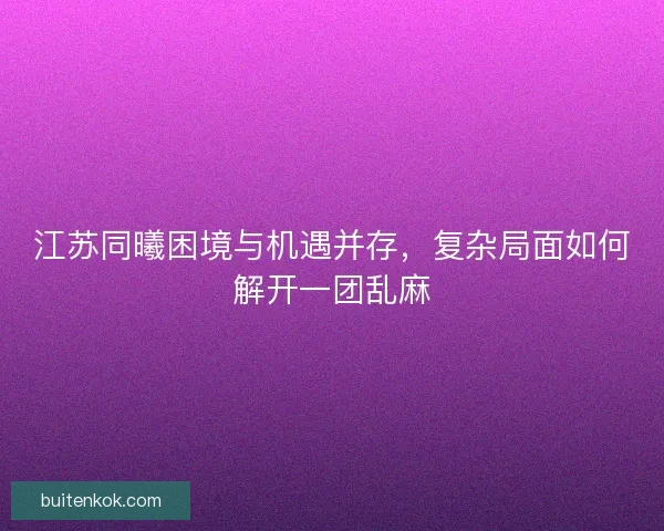 江苏同曦困境与机遇并存，复杂局面如何解开一团乱麻